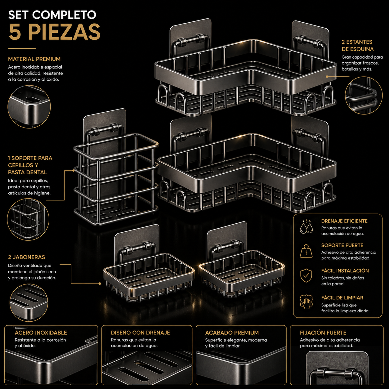 Organizador de Baño 5 Piezas