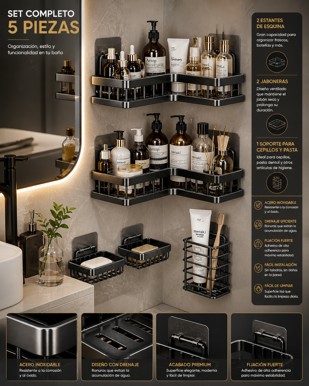Organizador de Baño 5 Piezas