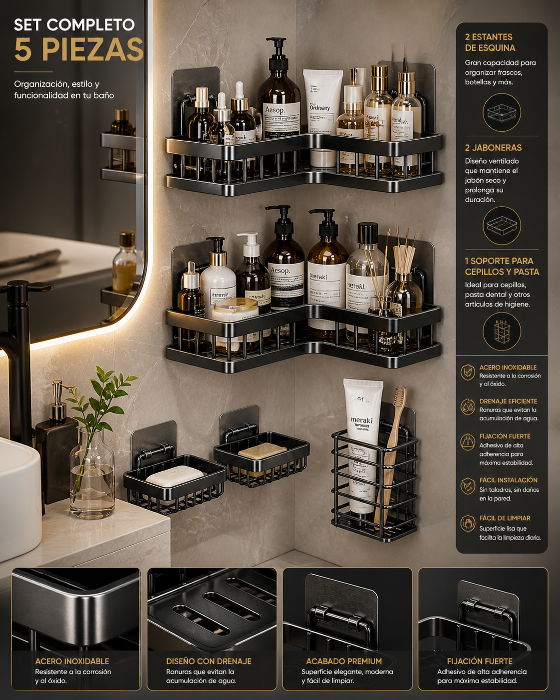 Organizador de Baño 5 Piezas