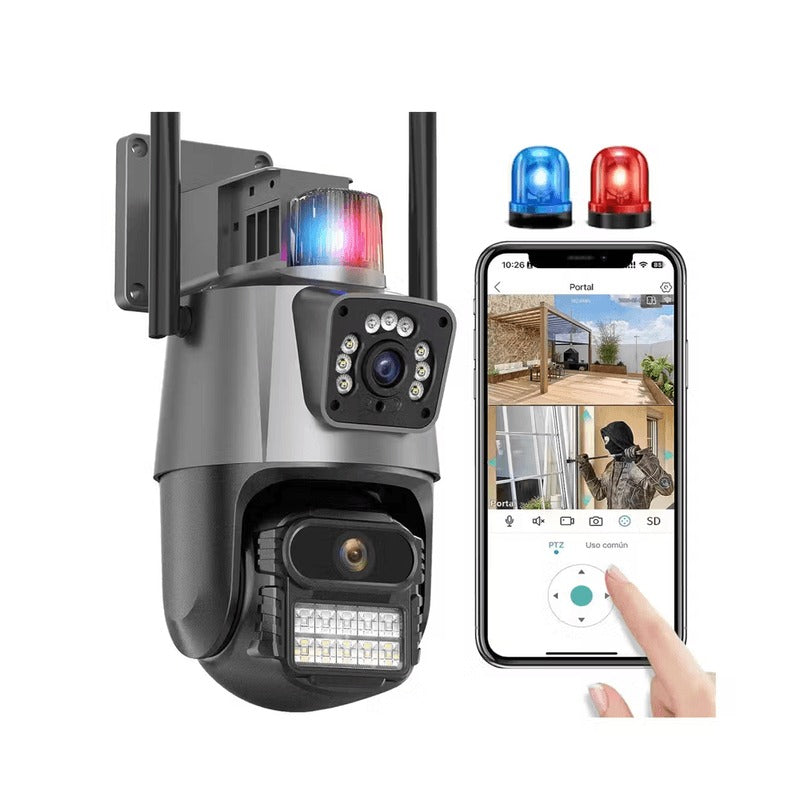 Camara Doble Lente Wifi Sirena 4k