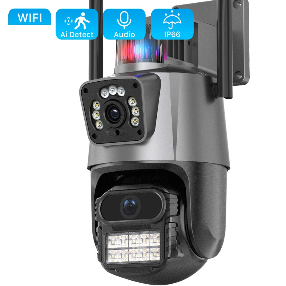 Camara Doble Lente Wifi Sirena 4k